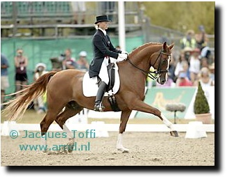 Lone Jorgensen on her previous Grand Prix horse, FBW Kennedy