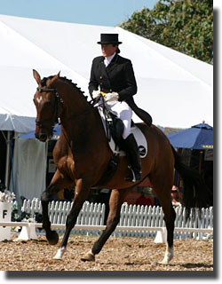 New Zealand's Debbie Barke riding Maple Thorpe in the Tri-Nations Series at Kelt Capital Horse of the Year. 