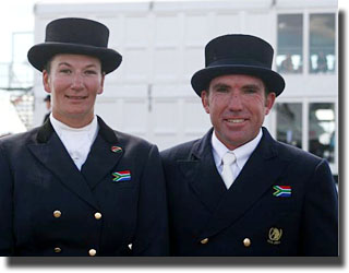 The winning South African team of Andrea Harrison and Jaco Fourie led all the way to win the Tri-Nations Series at the Kelt Capital Horse of the Year Show.