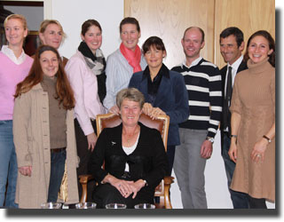 from ledt to right: Nathalie Zu Saeyn Wittgenstein, Emma Hindle, Imke Schellekens, Maria and Abba von Essen, Kyra Kyrklund (seated), Anna Nilsson, Mattias Jansson, Richard White and Minna Telde